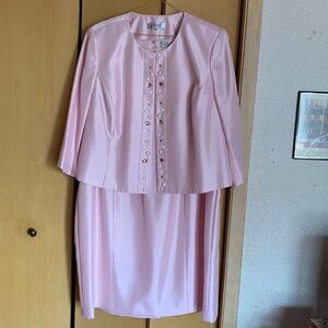 Kasper 2pc Pink Satin Like Jacket/Dress